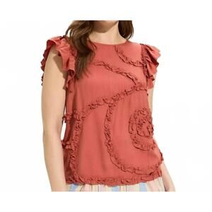 NEW FDJ flutter sleeve top in coral rose